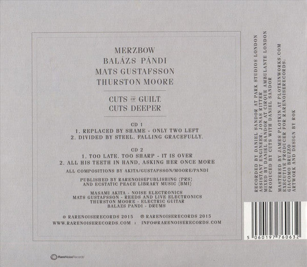 Merzbow, Mats Gustafsson, Balázs Pándi, Thurston Moore : Cuts Of Guilt, Cuts Deeper (2xCD, Album)