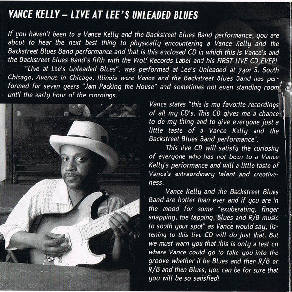 Vance Kelly & His Backstreet Blues Band : Live At Lee's Unleaded Blues (CD)