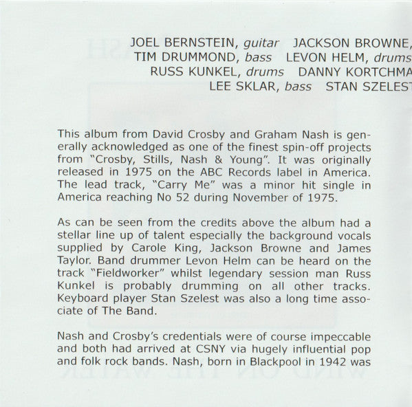 Crosby & Nash : Wind On The Water (CD, Album, RE)