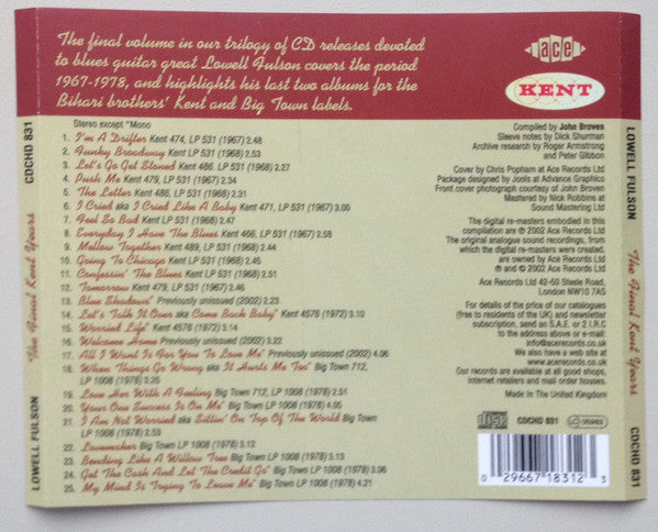 Lowell Fulson : The Final Kent Years (CD, Comp)