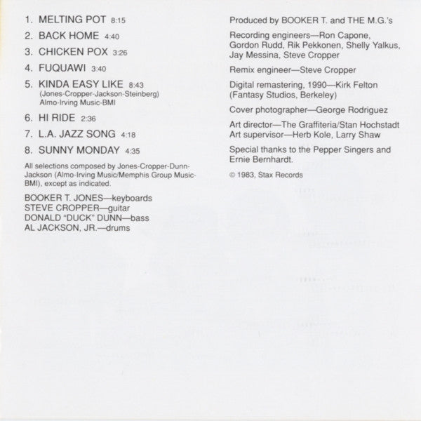 Booker T & The MG's : Melting Pot (CD, Album, RE)