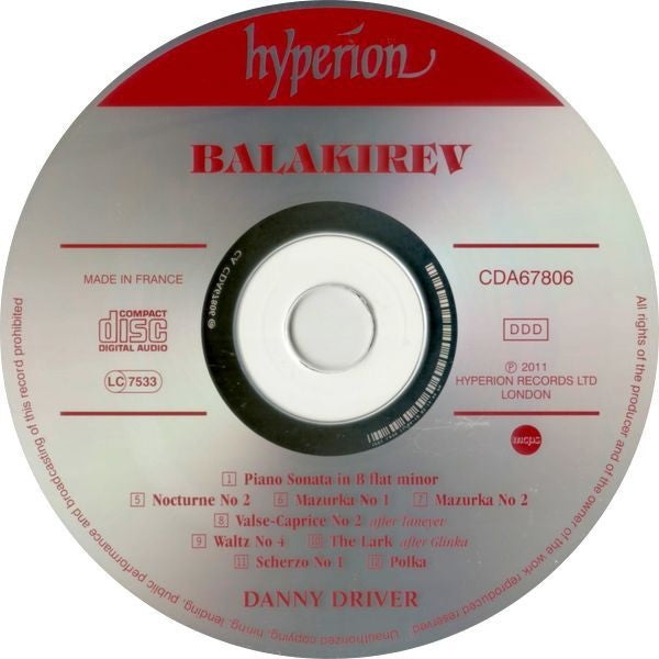 Mily Balakirev, Danny Driver : Piano Sonata & Other Works (CD)