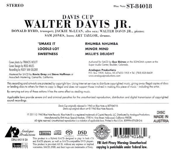 Walter Davis Jr. : Davis Cup (SACD, Hybrid, Album, RE, RM)