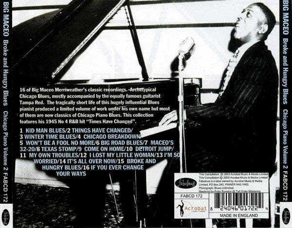Big Maceo : Broke and Hungry Blues - Chicago Piano Volume 2 (CD, Comp)