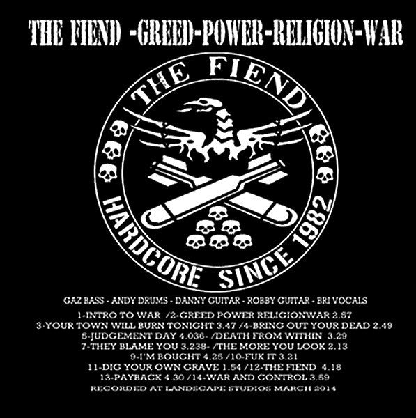The Fiend : Greed Power Religion War (CD, Album)