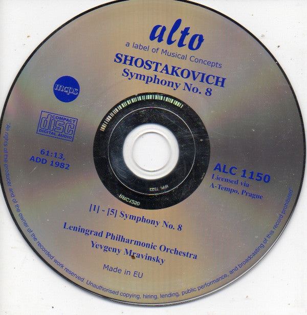 Dmitri Shostakovich, Leningrad Philharmonic Orchestra, Evgeny Mravinsky : Symphony No. 8  (CD, Album, RE, RM)