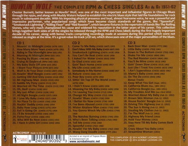 Howlin' Wolf : The Complete RPM & Chess Singles As & Bs 1951-62 (3xCDr, Comp)
