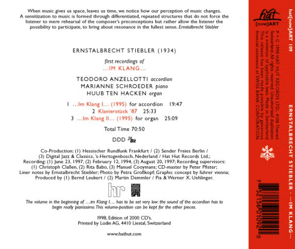 Ernstalbrecht Stiebler - Teodoro Anzellotti, Marianne Schroeder, Huub Ten Hacken : ...Im Klang... (CD, Album)
