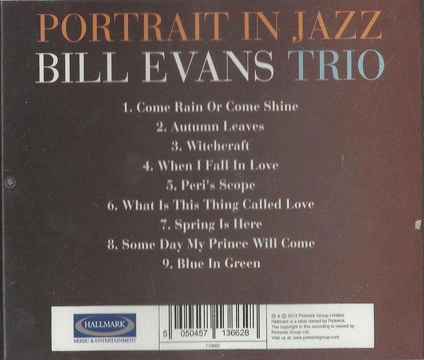 Bill Evans Trio* : Portrait In Jazz (CD, Album, RE, RM)