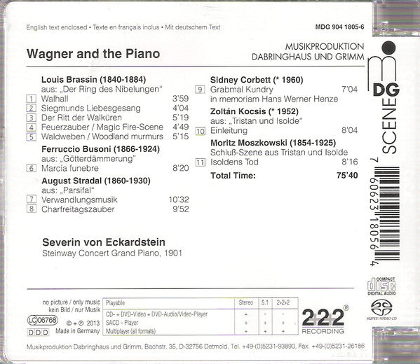 Richard Wagner - Severin von Eckardstein : Wagner And The Piano (SACD, Hybrid, Multichannel, Album)