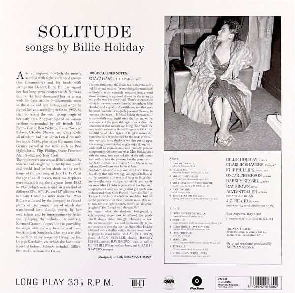 Billie Holiday : Solitude (LP, Album, Ltd, RE, RM, 180)