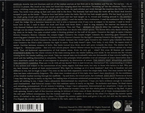 Joan Of Arc And Every House Has A Door : Testimonium Songs (CD, Album, Ltd)