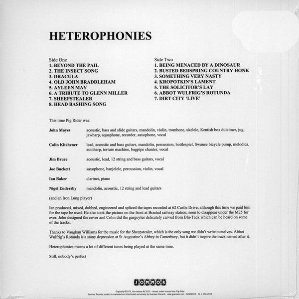 Pig Rider : Heterophonies (LP, Album, Ltd, RM)