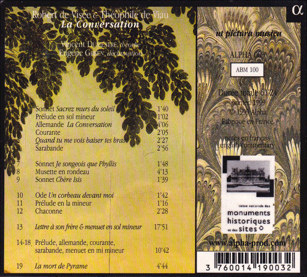 Robert de Visée & Théophile De Viau - Vincent Dumestre & Eugène Green : La Conversation (CD, Album)