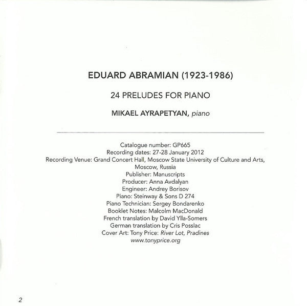 Эдуард Абрамян, Mikael Ayrapetyan : 24 Preludes For Piano (CD, Album)