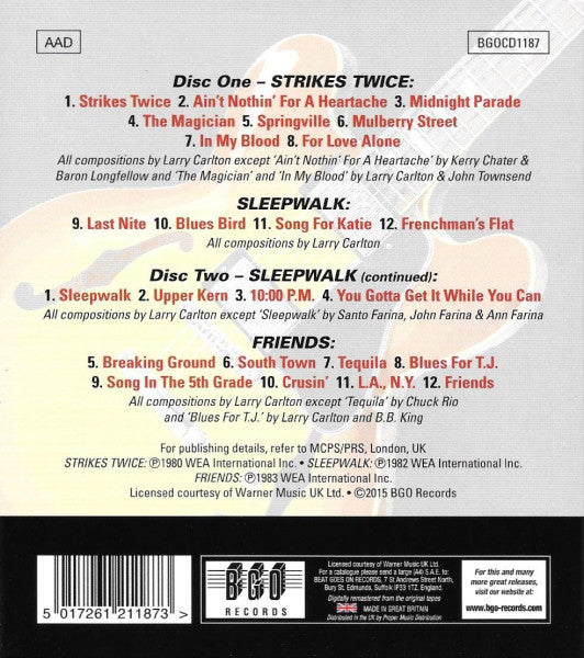 Larry Carlton : Strikes Twice / Sleepwalk / Friends (2xCD, Comp, RE, RM)