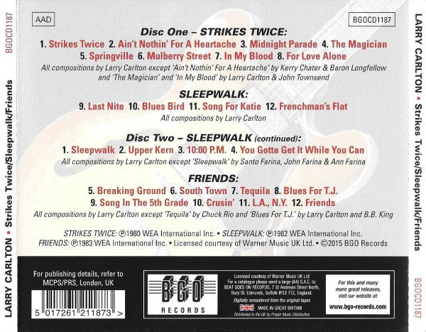 Larry Carlton : Strikes Twice / Sleepwalk / Friends (2xCD, Comp, RE, RM)