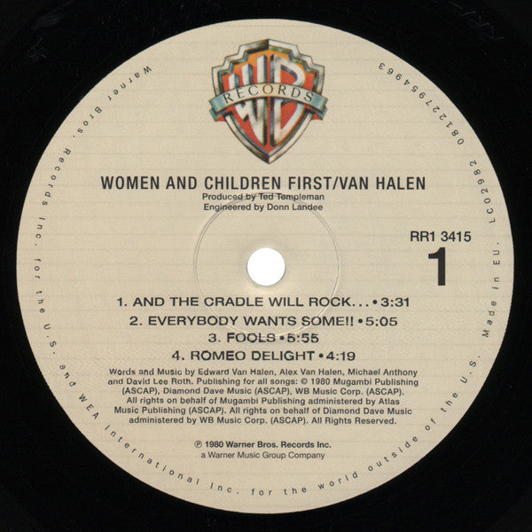 Van Halen : Women And Children First (LP, Album, RE, RM, 180)