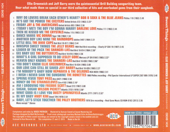 Ellie Greenwich & Jeff Barry : Sweet Things From The Ellie Greenwich & Jeff Barry Songbook (CD, Comp)