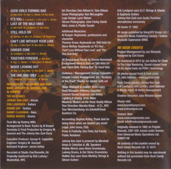 Johnny Van Zant Band : The Last Of The Wild Ones (CD, Album, RE, RM)