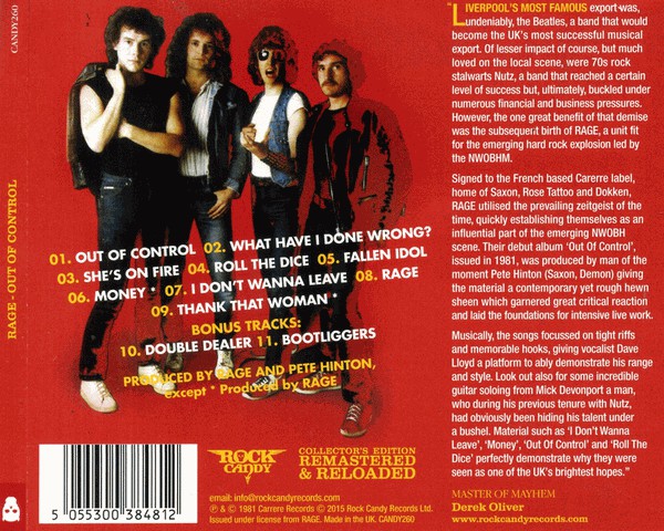 Rage (9) : Out of Control (CD, Album, RE, RM)