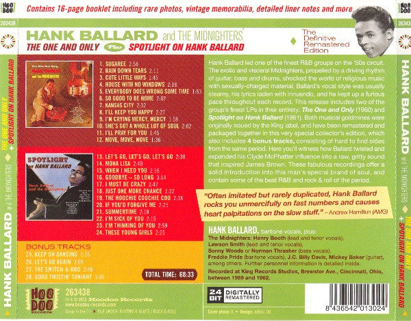 Hank Ballard & The Midnighters : The One And Only + Spotlight On Hank Ballard (CD, Comp)