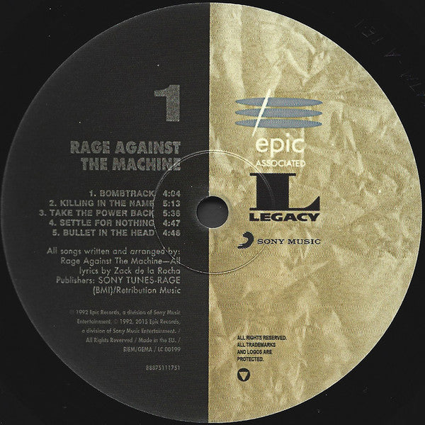 Rage Against The Machine : Rage Against The Machine (LP, Album, RE, RM, 180)