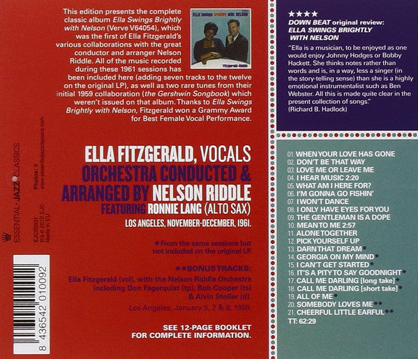 Ella Fitzgerald - Nelson Riddle : Ella Swings Brightly With Nelson - The Complete Sessions (CD, Album, RE)