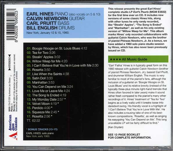 Earl Hines Quartet* : Earl's Pearls (CD, Album, RE)