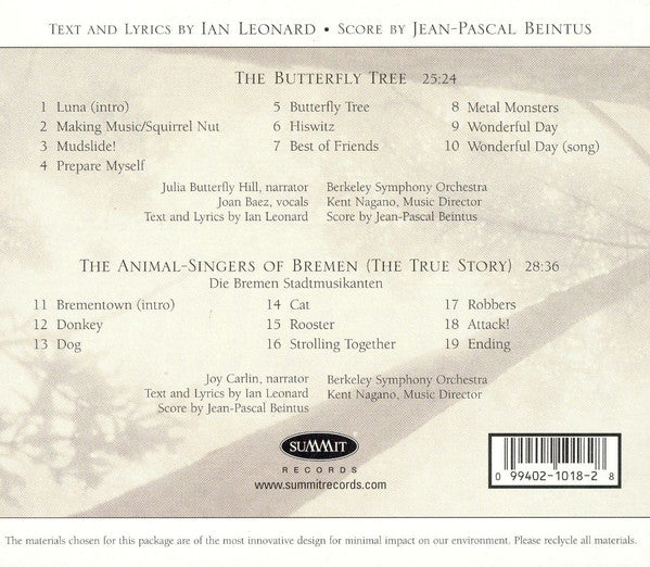 Julia Butterfly Hill, Joan Baez, Joy Carlin, Berkeley Symphony Orchestra, Kent Nagano : The Butterfly Tree (CD)