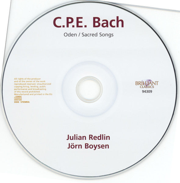 Carl Philipp Emanuel Bach – Julian Redlin, Jörn Boysen : Erwacht Zum Neuen Leben – Oden/Sacred Songs (CD)
