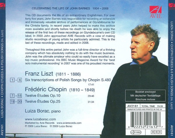 Luiza Borac : Chopin Études / Six Polish Songs (CD, Album)