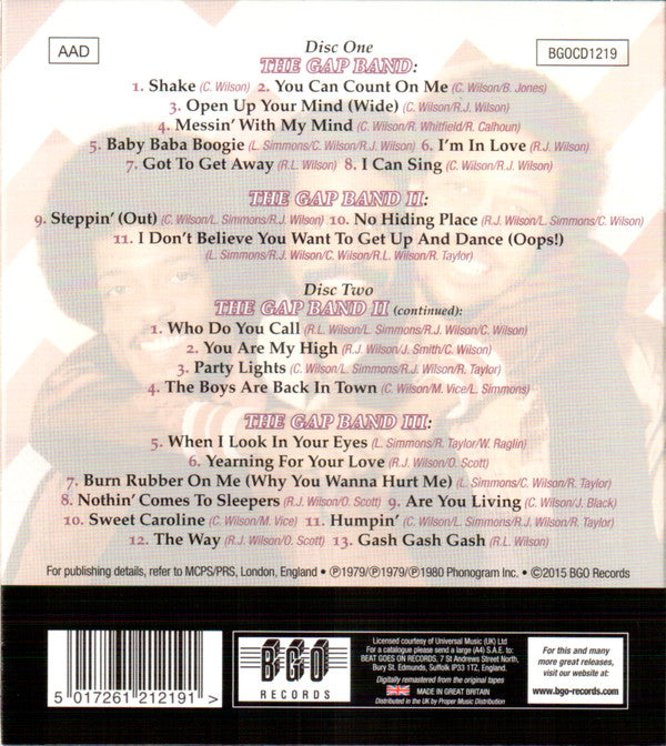The Gap Band : The Gap Band / The Gap Band II / The Gap Band III (2xCD, Comp, RE, RM)