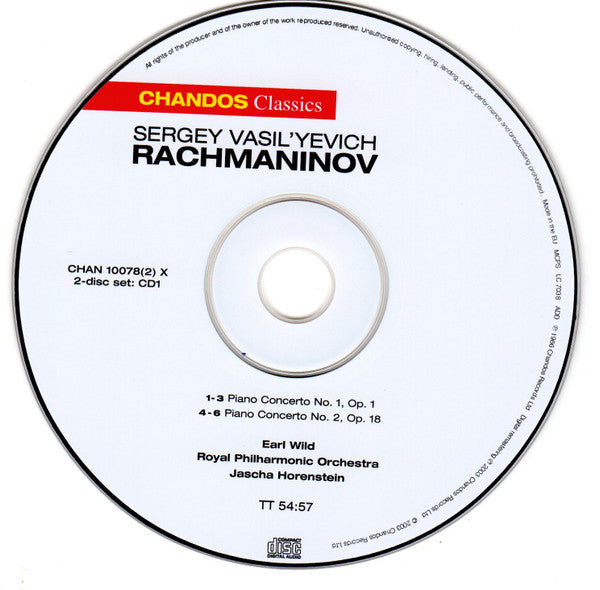 Sergei Rachmaninoff : Earl Wild / Royal Philharmonic Orchestra / Jascha Horenstein : Piano Concertos Nos 1-4 · Rhapsody On A Theme Of Paganini (2xCD, Album, RM)