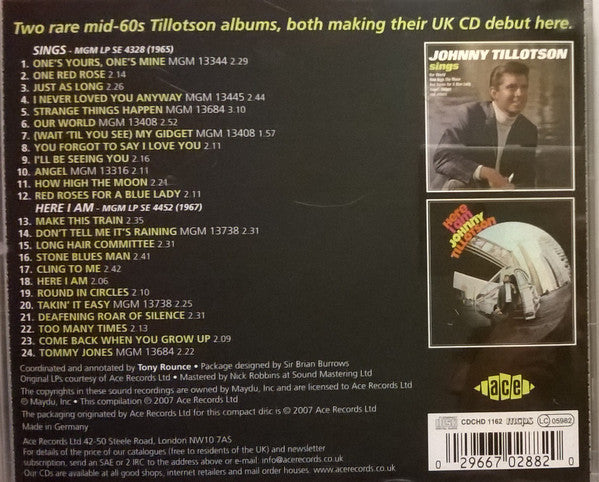 Johnny Tillotson : Sings Plus Here I Am (CD, Comp)