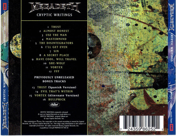 Megadeth : Cryptic Writings (CD, Album, RE, RM)