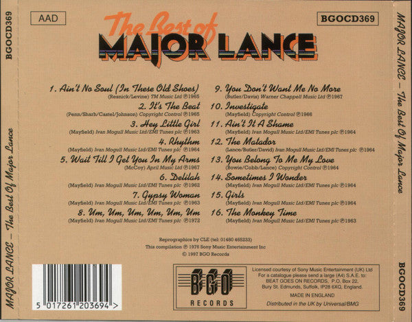 Major Lance : The Best Of Major Lance (CD, Comp, RE, RM)
