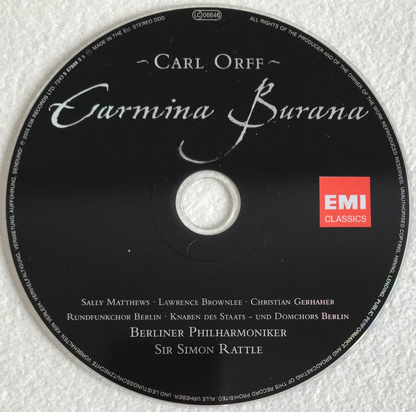 Carl Orff - Sally Matthews · Lawrence Brownlee · Christian Gerhaher · Rundfunkchor Berlin · Berliner Philharmoniker · Simon Rattle* : Carmina Burana (CD, Album)