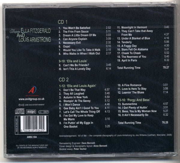 Ella Fitzgerald, Louis Armstrong : The Complete Studio Recorded Duets (2xCD, Comp)