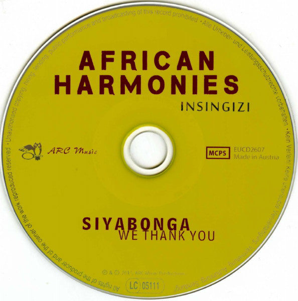 Insingizi : African Harmonies: Siyabonga - We Thank You (CD, Album)