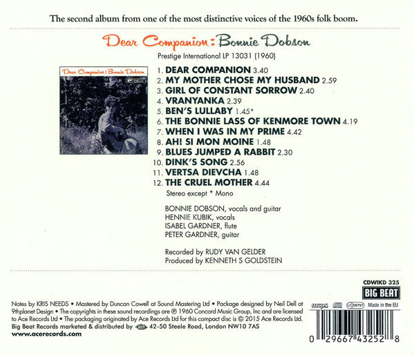 Bonnie Dobson : Dear Companion (CD, Album, RE)