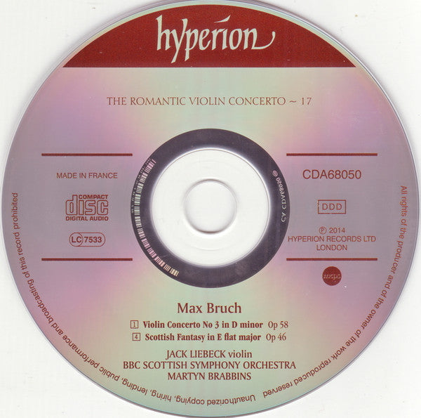 Max Bruch, Jack Liebeck, BBC Scottish Symphony Orchestra, Martyn Brabbins : Violin Concerto No. 3 • Scottish Fantasy (CD, Album)