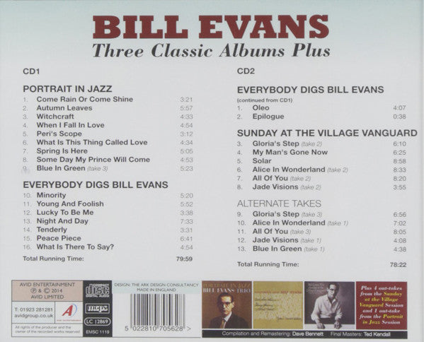 Bill Evans : Three Classic Albums Plus (2xCD, Comp, RM)