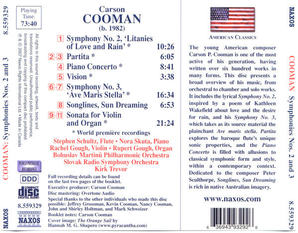 Carson Cooman : Symphonies Nos. 2 And 3 / Piano Concerto / Partita / Vision (CD, Album)