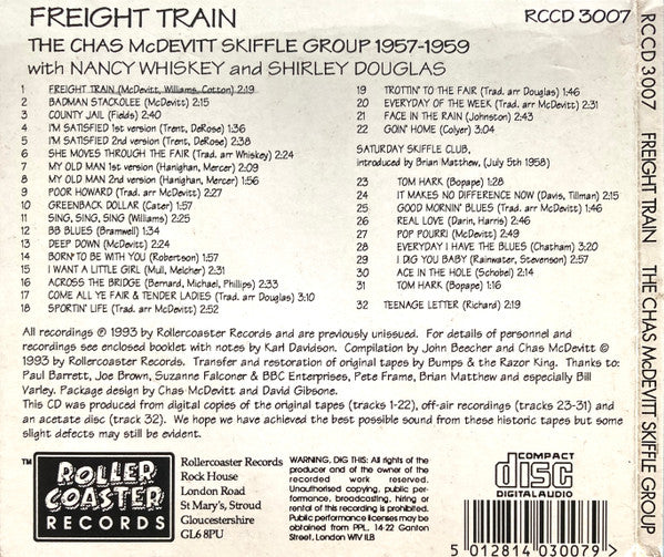 The Chas McDevitt Skiffle Group, Nancy Whiskey, Shirley Douglas : Freight Train (CD, Comp)