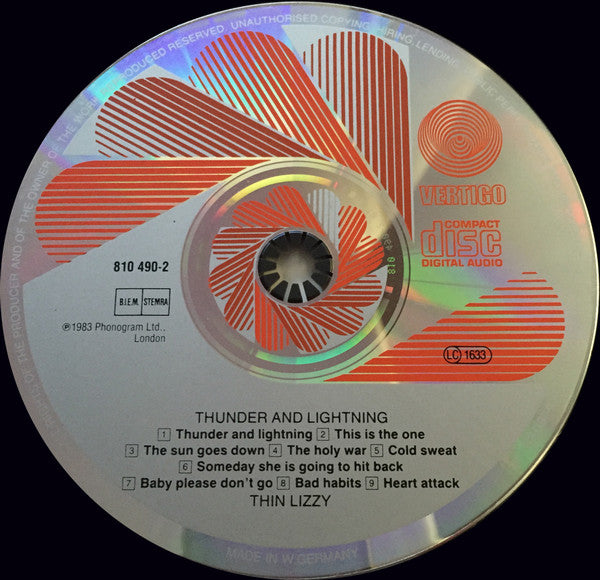 Thin Lizzy : Thunder And Lightning (CD, Album, RE, PDO)