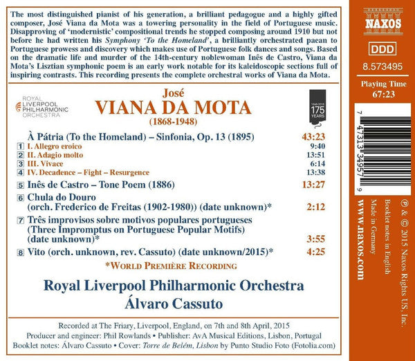 José Viana da Mota - Royal Liverpool Philharmonic Orchestra, Álvaro Cassuto : À Pátria - Sinfonia • Inês De Castro • Chula • Three Impromptus • Vito (CD, Album)