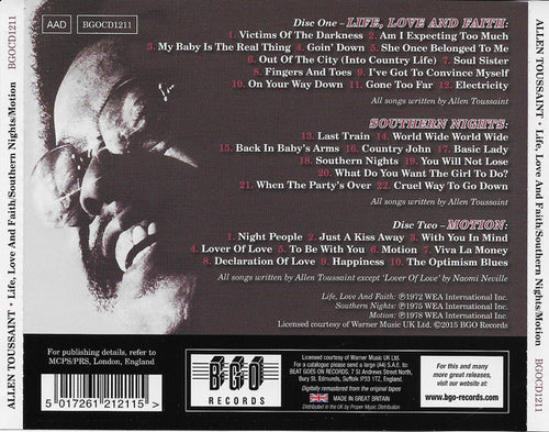 Allen Toussaint : Life, Love And Faith / Southern Nights / Motion (2xCD, Comp, RM)