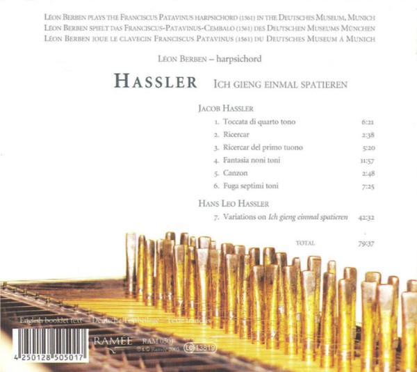 Jacob Hassler, Hans Leo Haßler, Léon Berben : Ich Gieng Einmal Spatieren (CD, Album, dig)