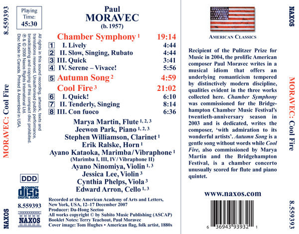 Paul Moravec : Cool Fire; Chamber Symphony; Autumn Song (CD)